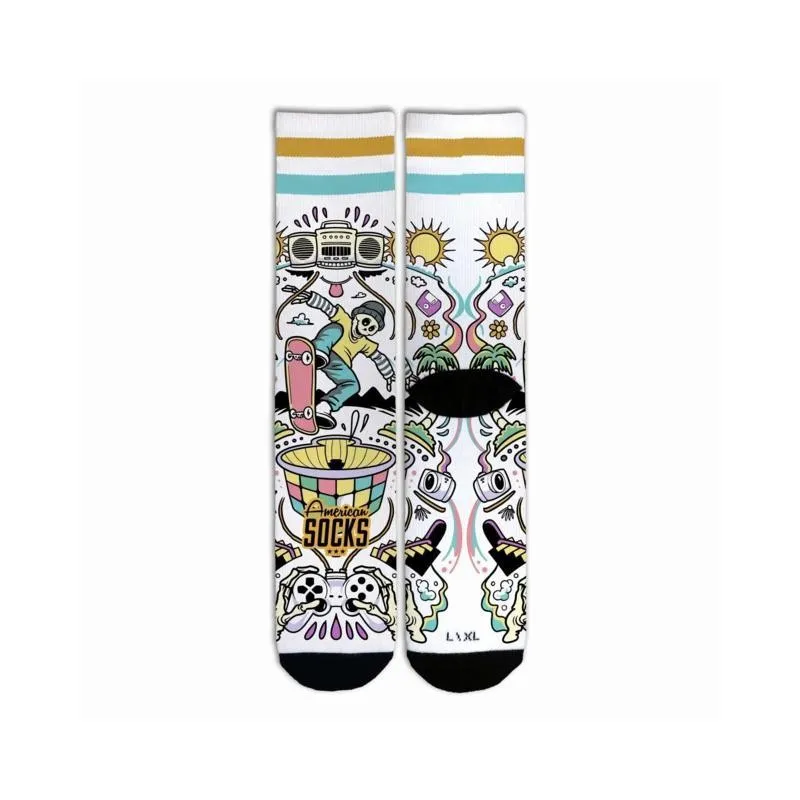 AMERICAN SOCKS CALZE MID FANTASIA COLORE BIANCO