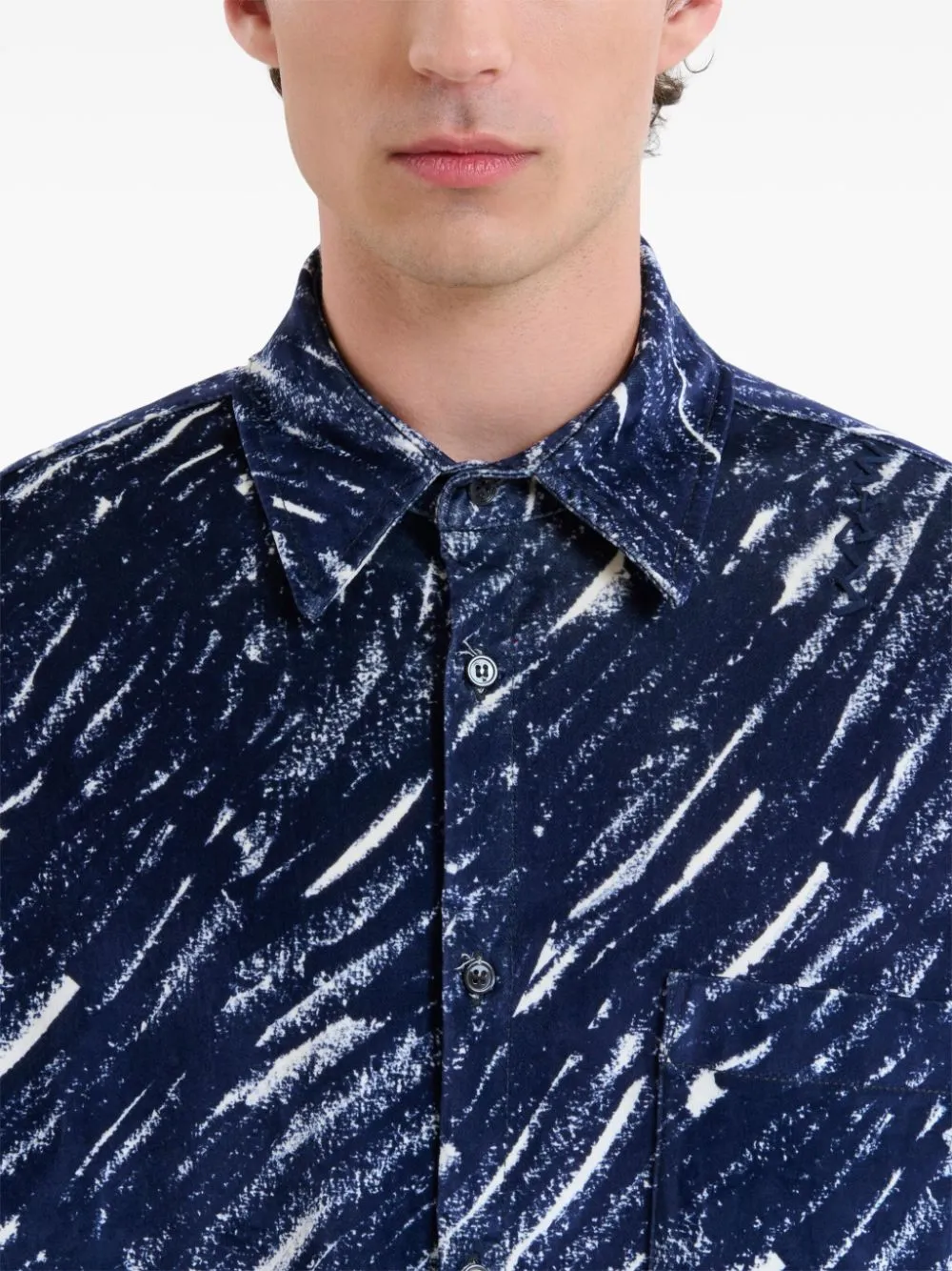 Camicia blu con stampa