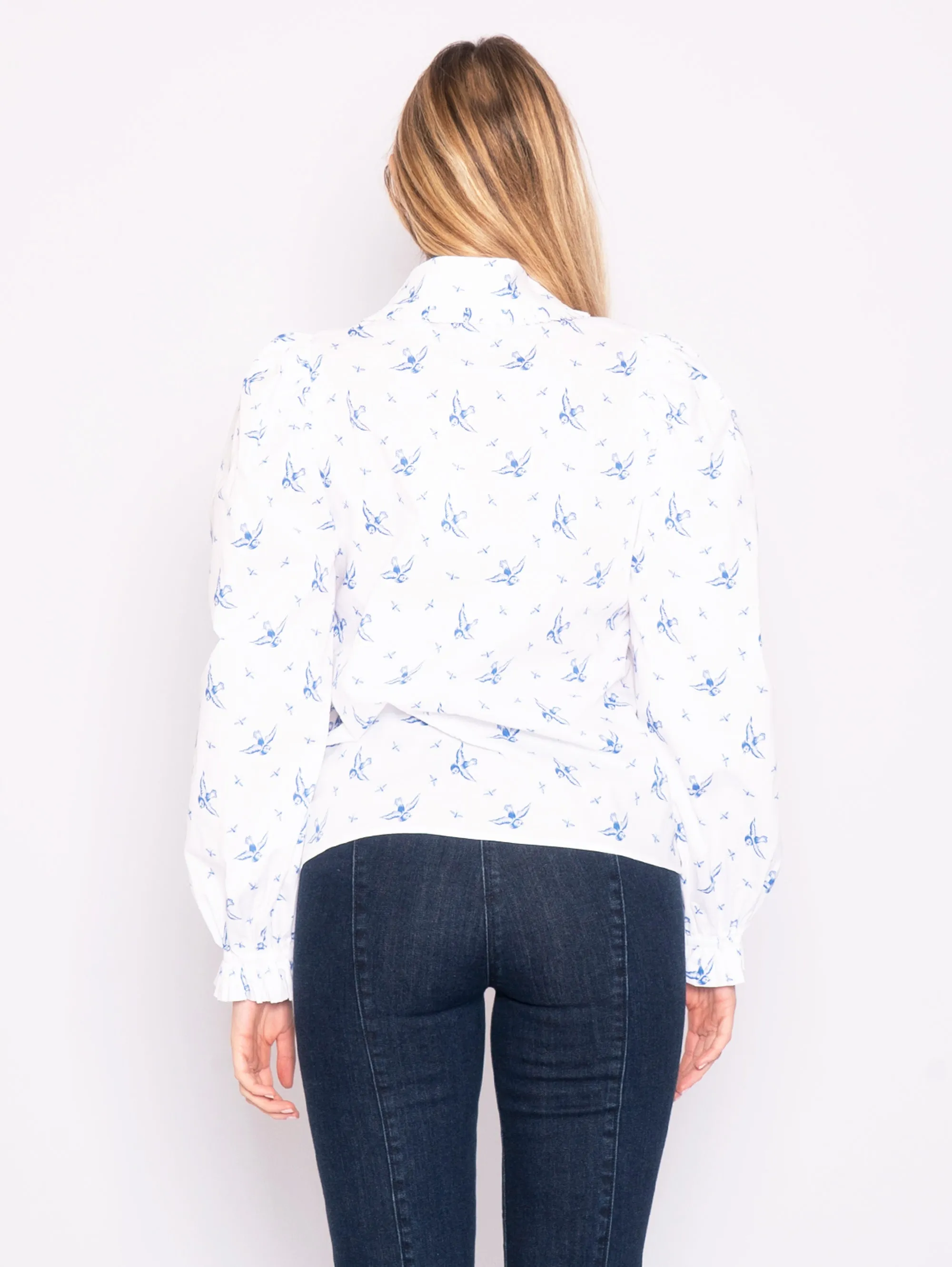 Camicia Stampa Rondine Blu