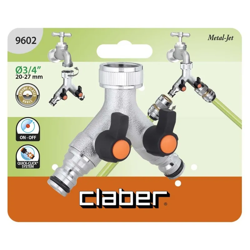 Claber presa a due vie in ottone cromato cod. 9602