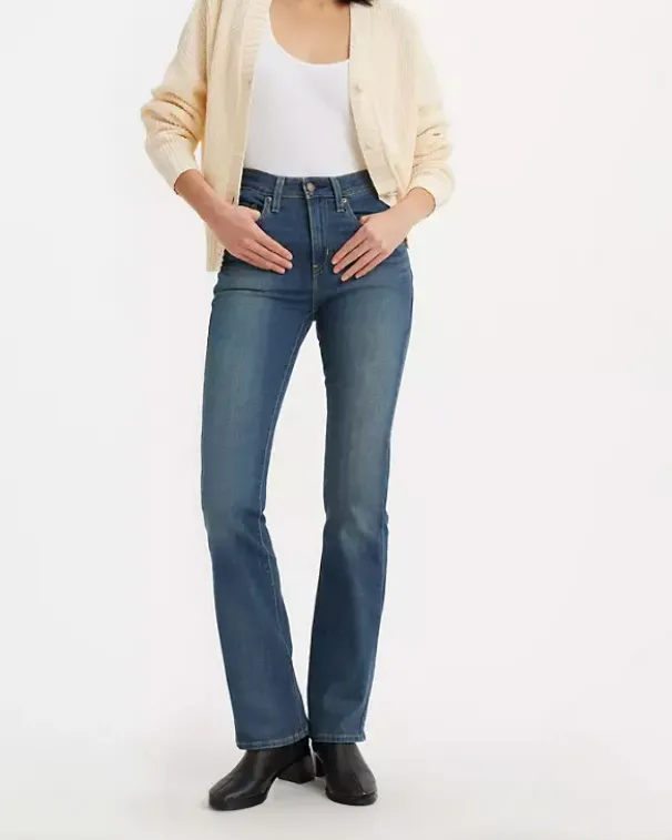 Jeans 725® bootcut a vita alta in cotone stretch lavaggio medio stone washed