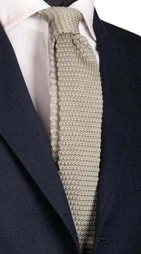 Man Solid Grey Tricot Knitted Silk Tie Tri398
