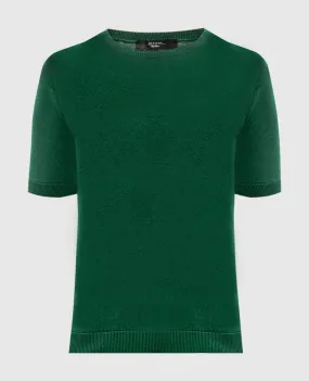 Max Mara Weekend Top AGRO verde con seta AGRO