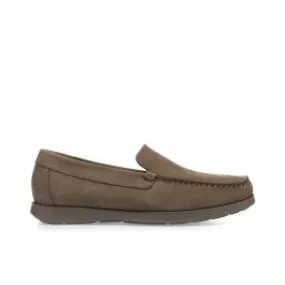 Mocassini beige in pelle con cuciture