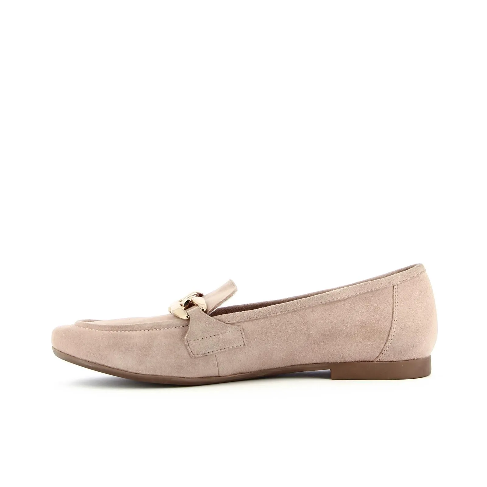Mocassini rosa in suede con catena