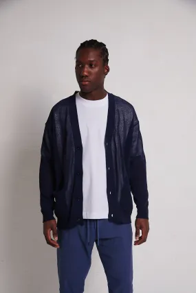 Roberto Collina Cardigan semitrasparente in filo, blu