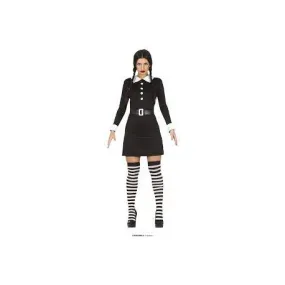 THURSDAY COSTUME CARNEVALE MERCOLEDI NERO BIANCO TG.S PER TRAVESTIMENTI A TEMA FILM FAMIGLIA ADDAMS HALLOWEEN NO ACCESS
