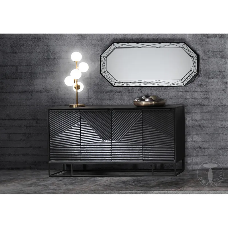 Tomasucci Specchiera da parete Diamond 120, nero opaco